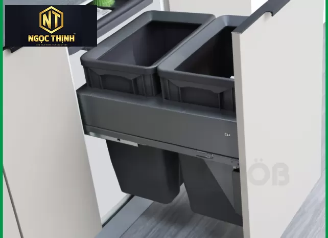 Thùng đựng rác ray âm giảm chấn 2 khoang C1A06-145 tại Phú Thạnh